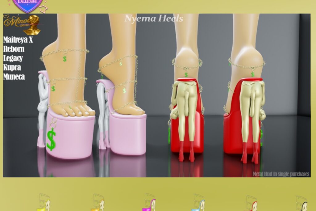 Nyema Heels - Inithium/Legacy/MaitreyaX/Reborm/Yentements, L$299 each/L$999 FP