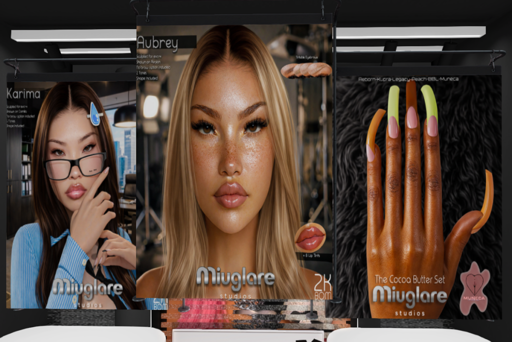 Kamria Skin - EvoX, L$850 each/L$1399 FP | Aubrey Skin - EvoX, L$850 each/L$1599 FP | The Coco Butter Nail Set - Muneca, L$444