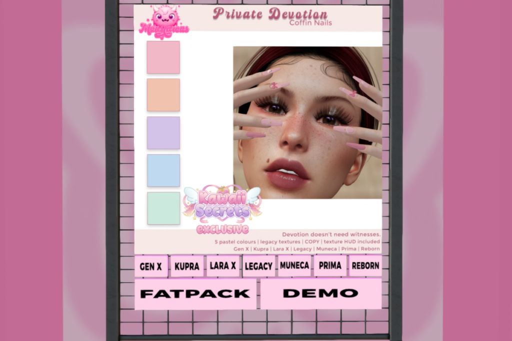 Private Devotion Coffin Nails - See ad for fits, L$133 each/L$532 FP