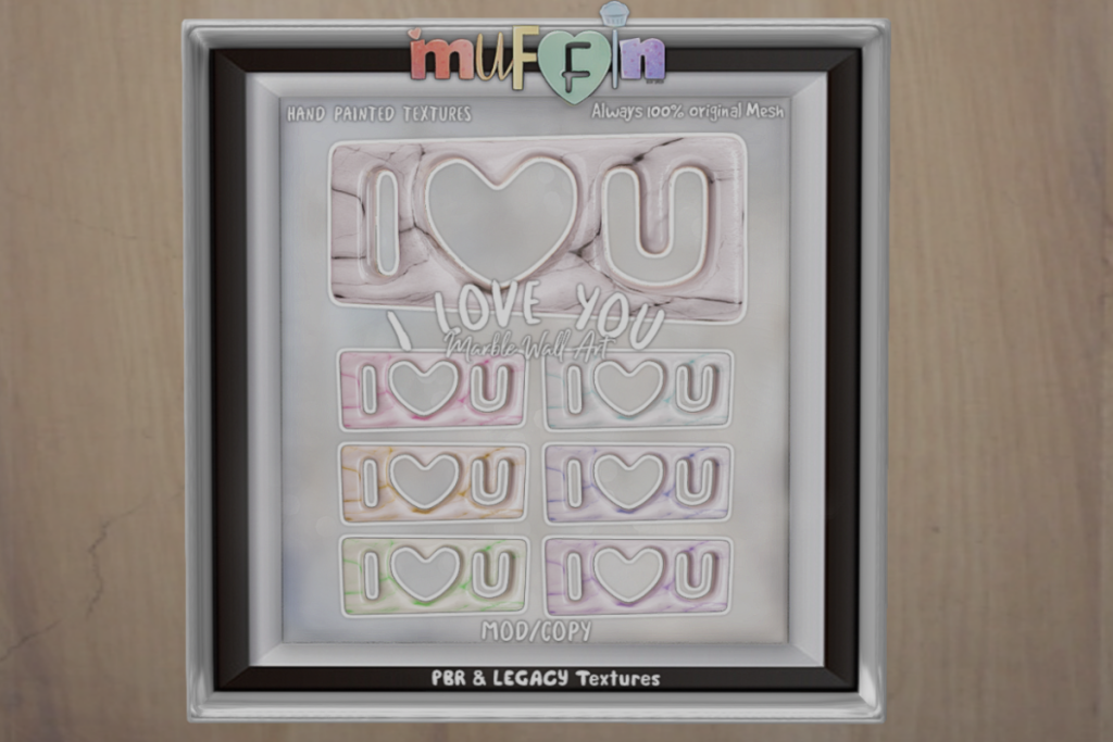 I Love You Wall Art, L$199 each/L$975 FP