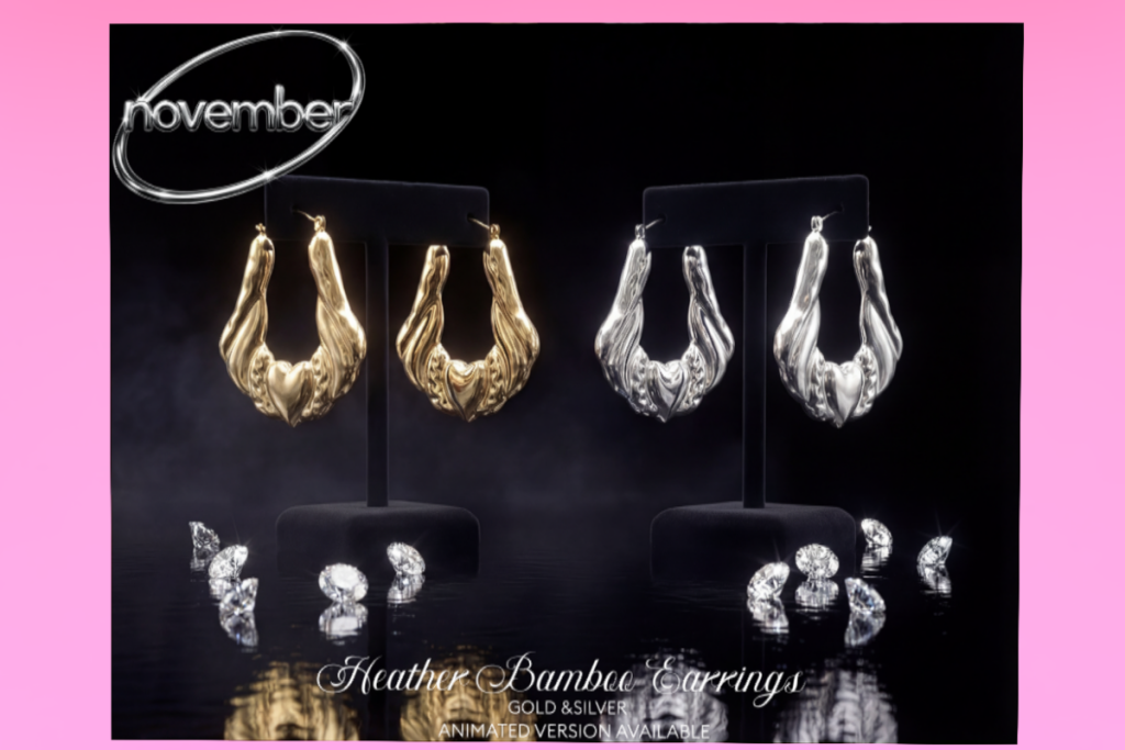 Heather Bamboo Earrings, L$399 each/L$599 FP