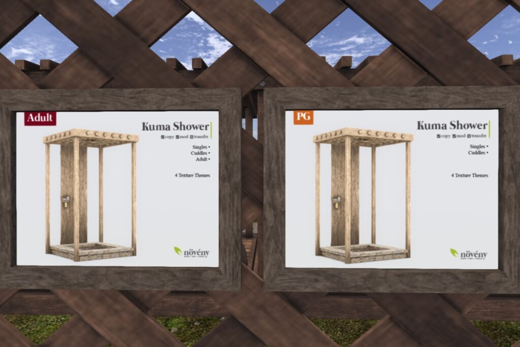 Kuma Shower A/PG	<a href="http://maps.secondlife.com/secondlife/BigBang/153/191/1501" target="_blank">Teleport</a>