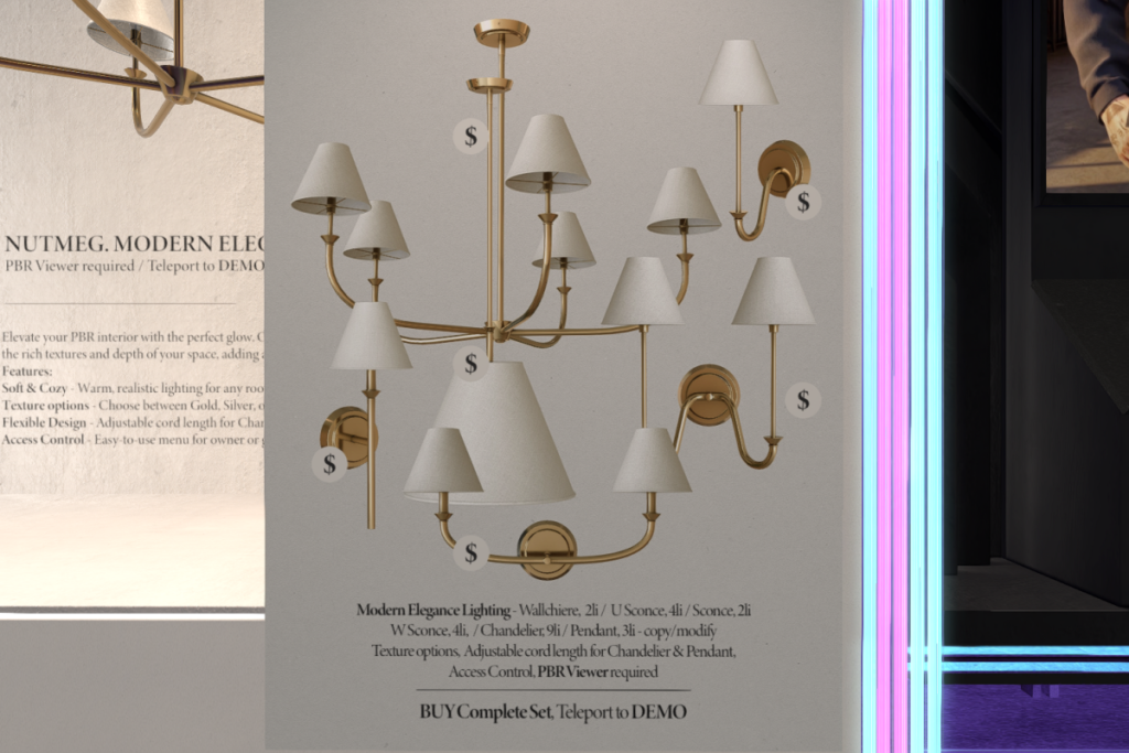 Modern Elegance Lighting Collection, L$290-L$350 each/L$1390 FP