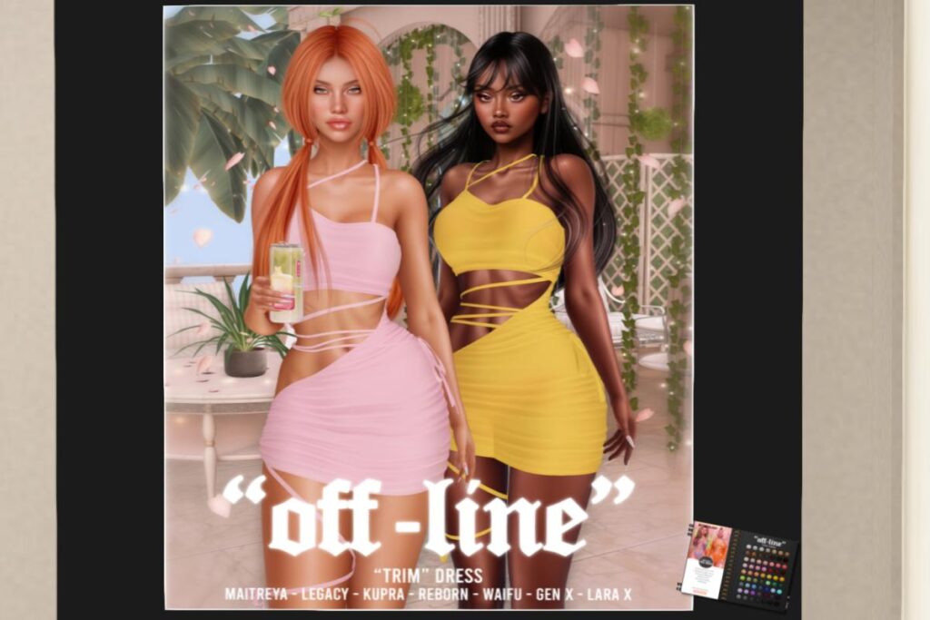 Trim Dress -GenX/Inithium/Legacy/Maitreya/Reborn/+mods , L$288 each/L$1488 FP