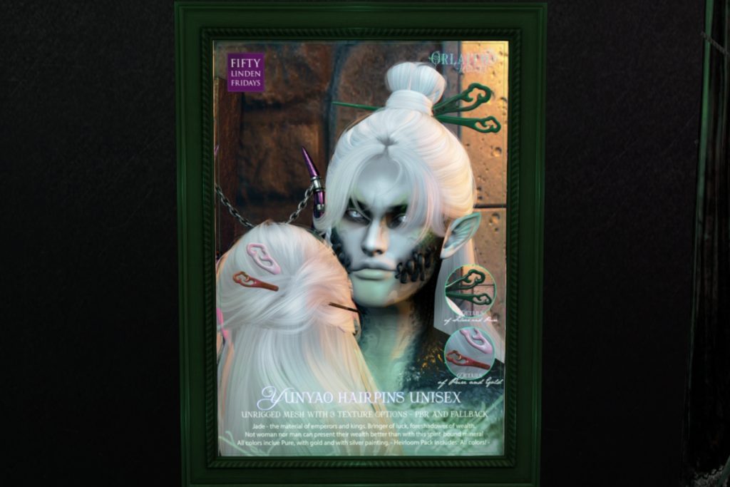 Yunyao Hairpins	<a href="http://maps.secondlife.com/secondlife/Formaggini/125/208/1257" target="_blank">Teleport</a>