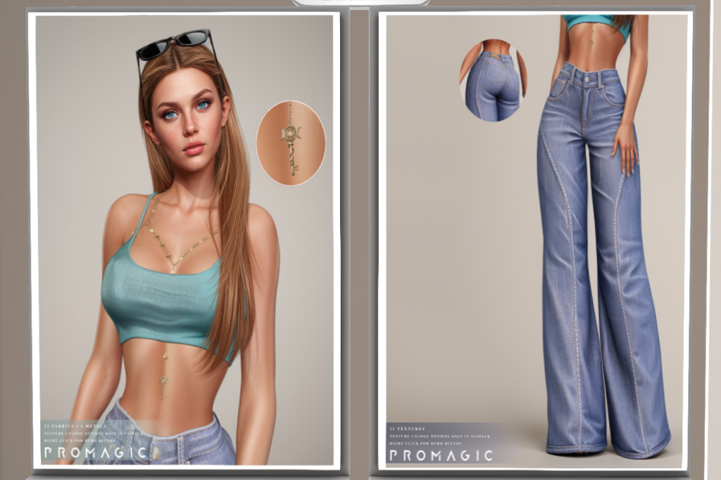 Vidhi Top and Jeans - Legacy/MaitreyaX/Reborn, L$333-L$377 each/L$1444-L$2222 each FP