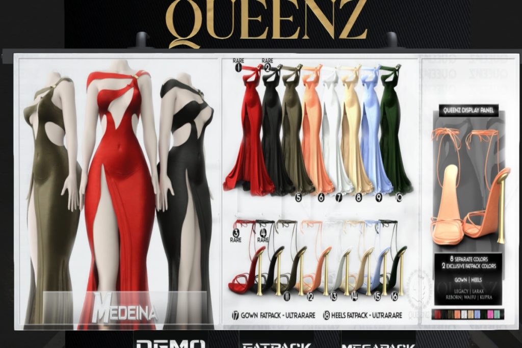 Medeina Gown - GenX/Inithium/Legacy/MaitreyaX/Reborn/+mods, L$250-L$299 each/L$1899 FP/L$2300 MP