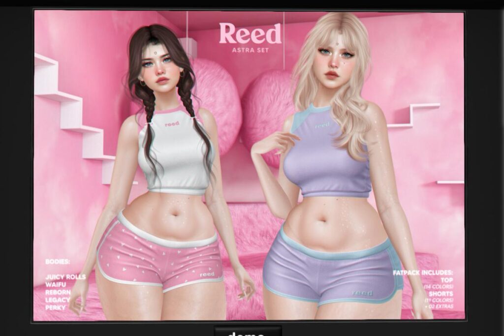 Astra Top &amp; Shorts - Legacy/Reborn/+mods, L$249 each/L$1199 FP