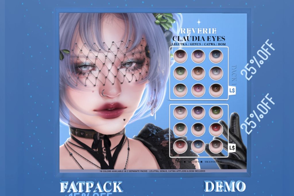 Claudia Eyes - BOM/Catwa/Genus/EvoX, L$224 each/L$450 FP