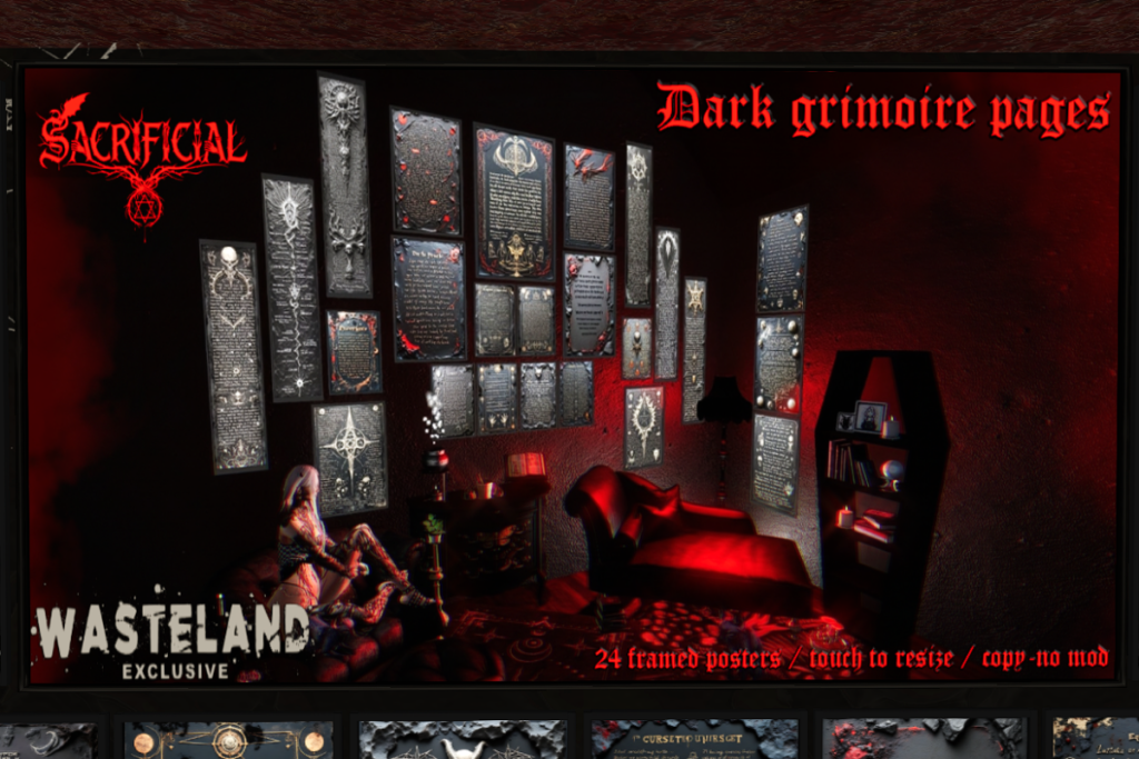 Dark Grimoire Pages, L$125 each/L$1500 FP