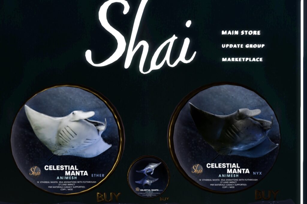 Celestial Manta, L$999 each/L$1688 FP