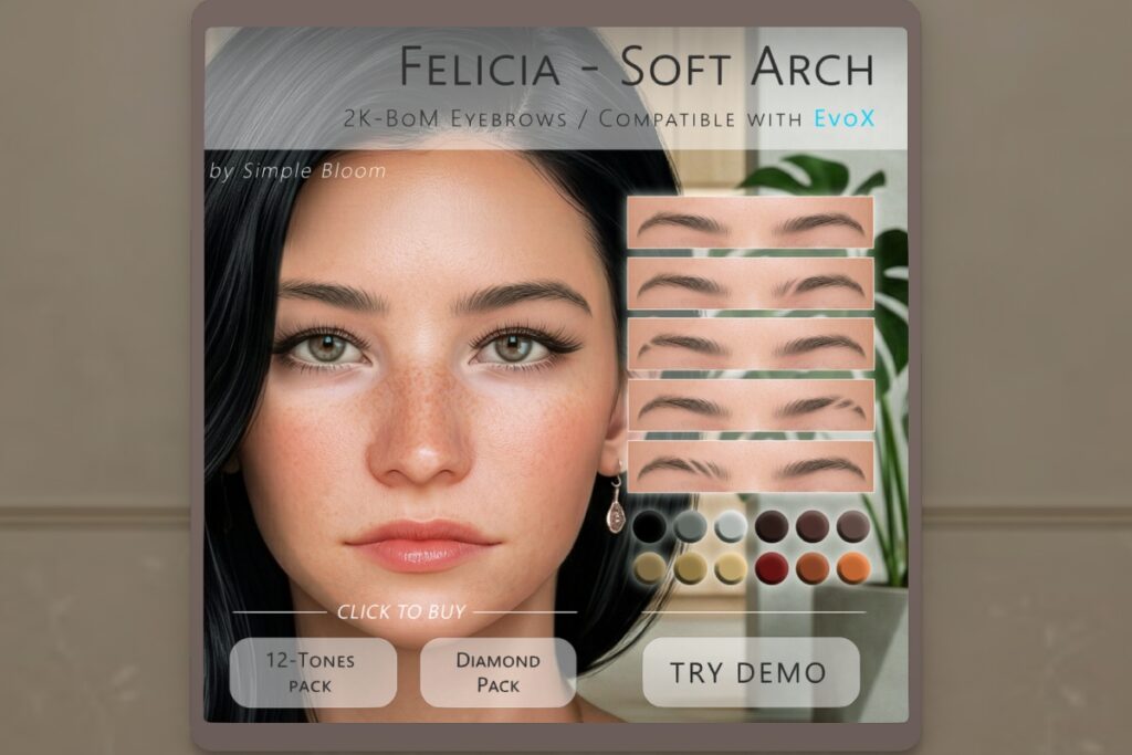 Felicia Soft Arch Eyebrows - EvoX, L$250 12-Tones Pack/L$500 FP