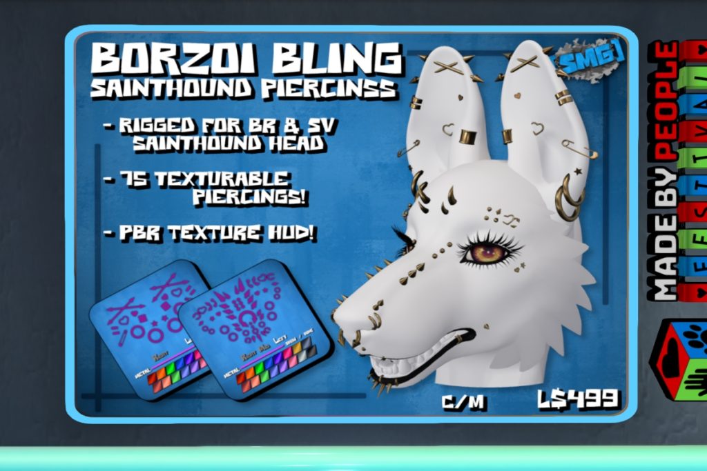 Borzon Bling Sainthound Piercings - Sainthoud Head, L$499