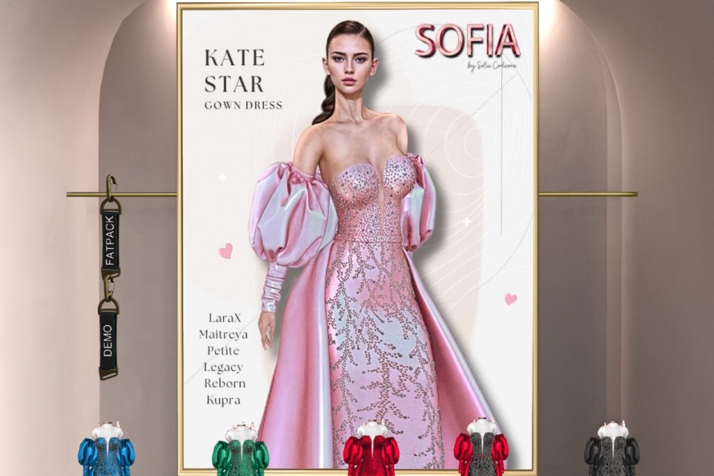 Kate Star Gown - Inithium/Legacy/Maitreya/Reborn/+mods, L$155 each/L$550 FP