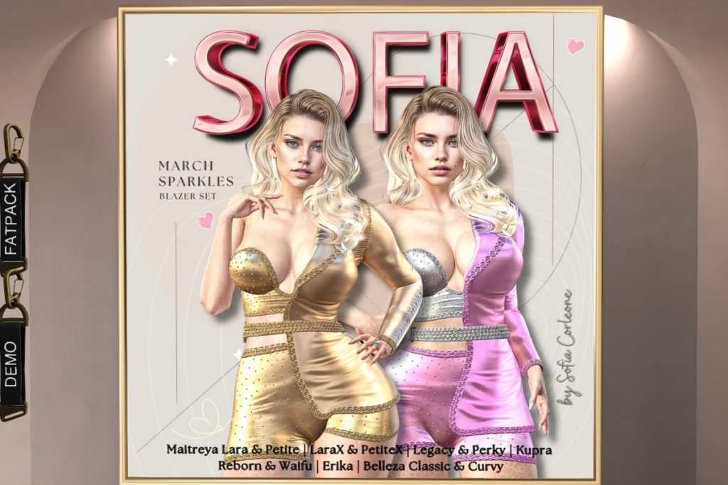 March Sparkles Blazer Set - Erika/GenX/Inithium/Legacy/Maitreya/Reborn/+mods, L$155 each/L$550 FP