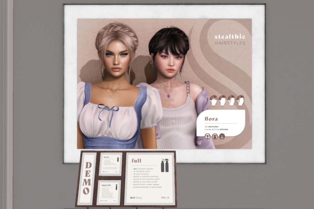 Flora Hair	<a href="http://maps.secondlife.com/secondlife/Evermore/54/55/30" target="_blank">Teleport</a>