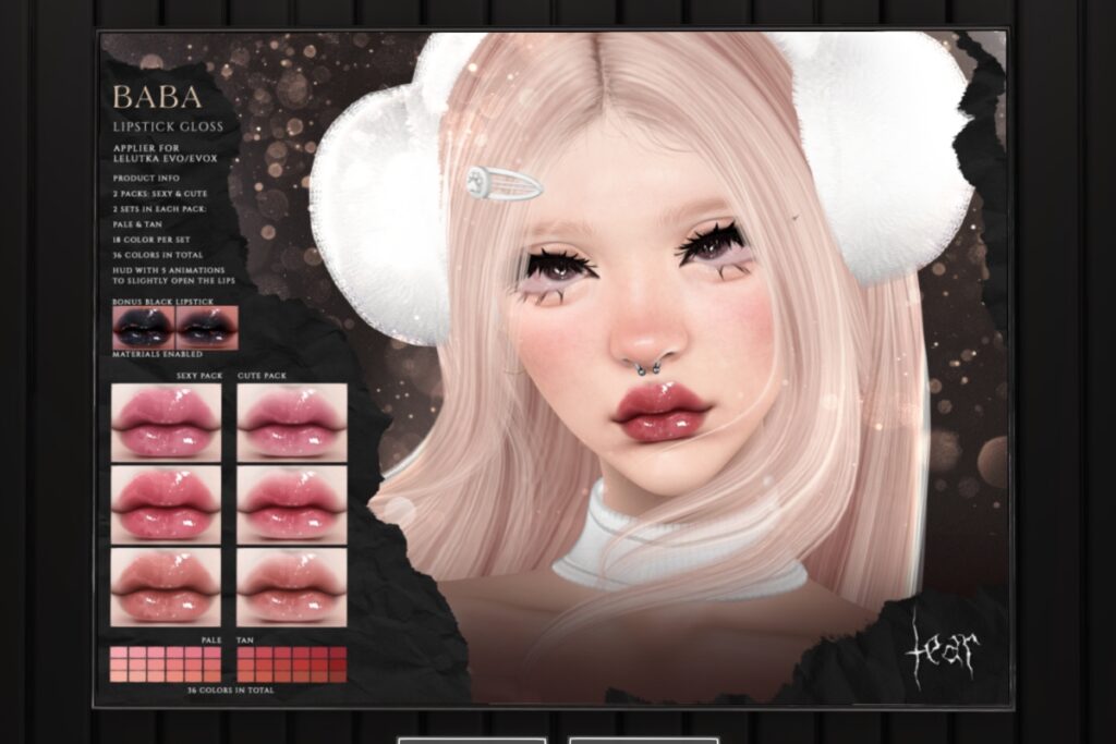 Baba Lipgloss - EvoX, L$250 each/L$400 FP