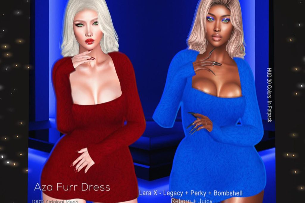 Aza Fur Dress - Legacy/MaitreyaX/Reborn/+mods, L$99 each/L$899 FP