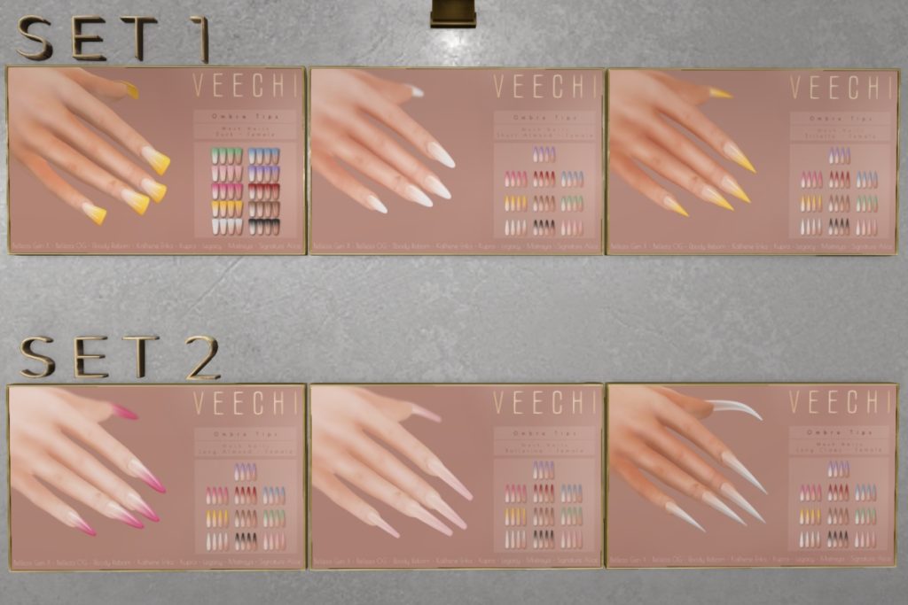 Ombre Tips Nails Set 1 - See ad for fits | Ombre Tips Nails Set 2 - See ad for fits	<a href="http://maps.secondlife.com/secondlife/Impulse/75/77/22" target="_blank">Teleport</a>