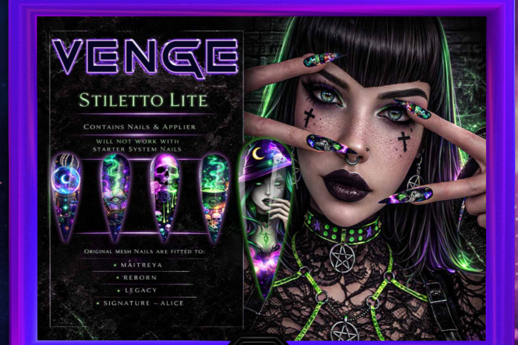 Just a Spell Stiletto Lite Nail Set - Alice/Legacy/Maitreya/Reborn, L$349