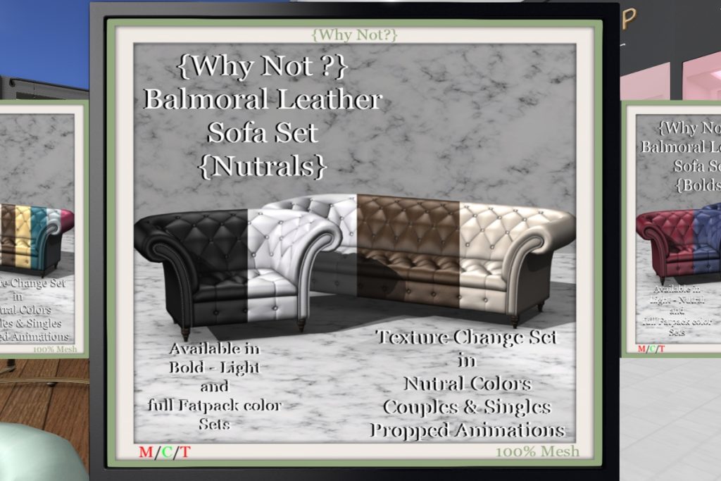 Balmoral Leather Sofa Set, L$270 each/L$630 FP