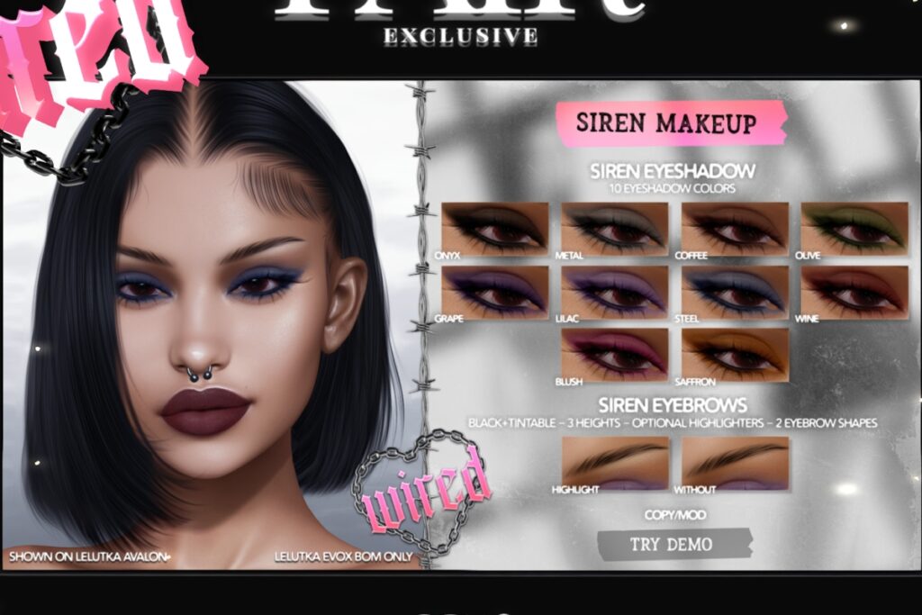 Siren Eyeshadow &amp; Eyebrows- EvoX, L$125-L$150 each