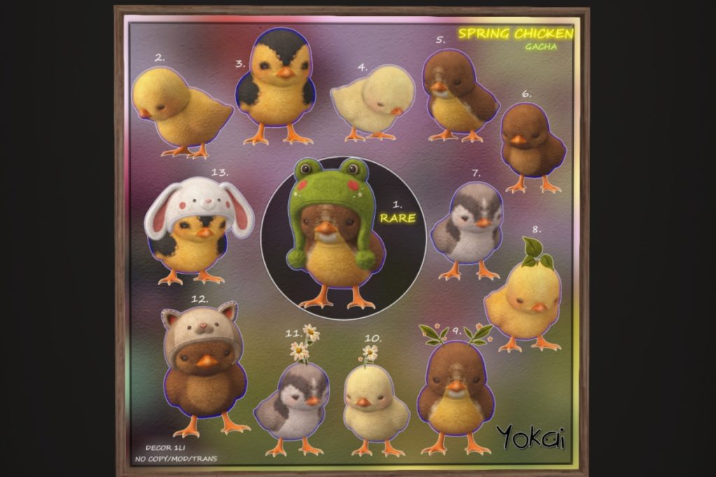 Spring Chicken, L$59 each/L$1299 FP