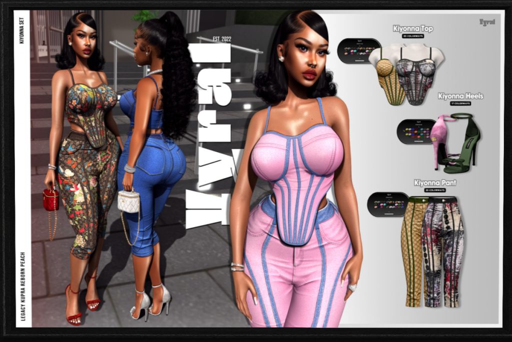 Kiyonna Top, Pants, &amp; Heels - Inithium/Legacy/Peach/Reborn, L$200 each/L$800 each FP