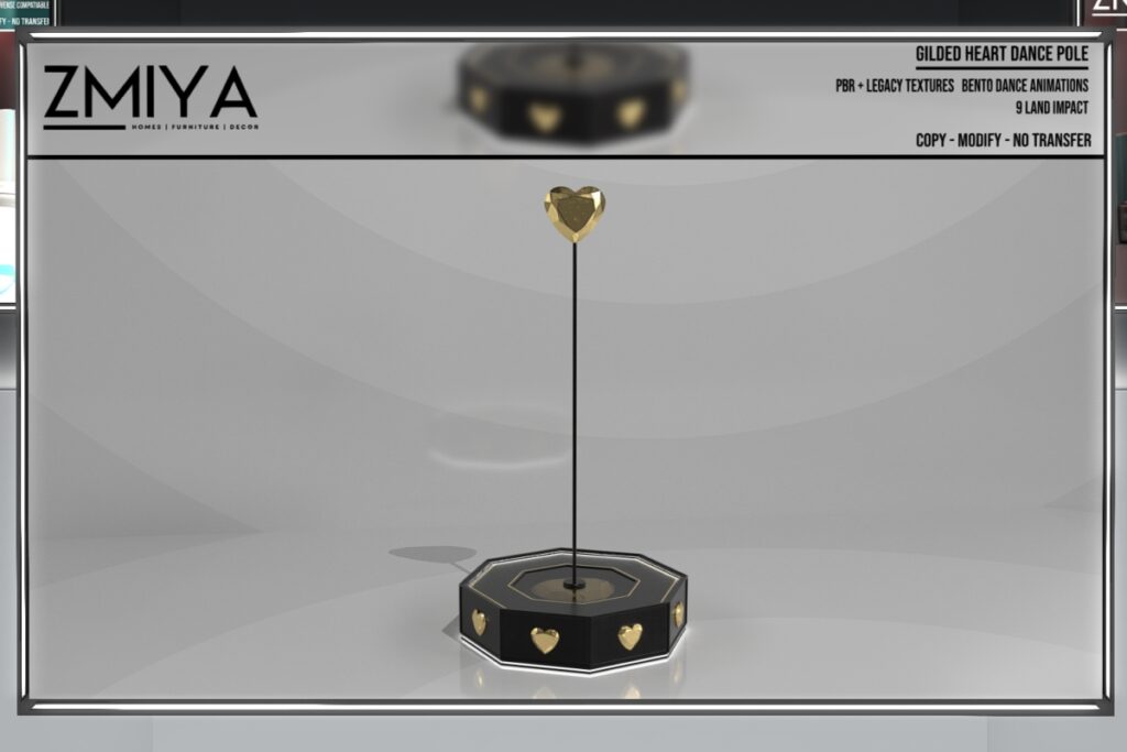 Gilded Heart Dance Pole, L$500