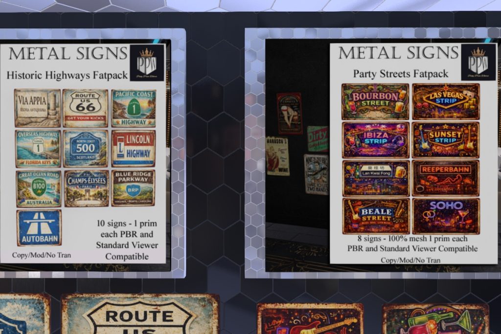 Metal Signs, L$99 each/L$799 each FP