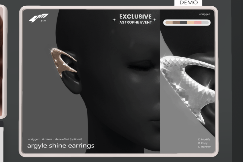 Argyle Shine Earrings, L$299
