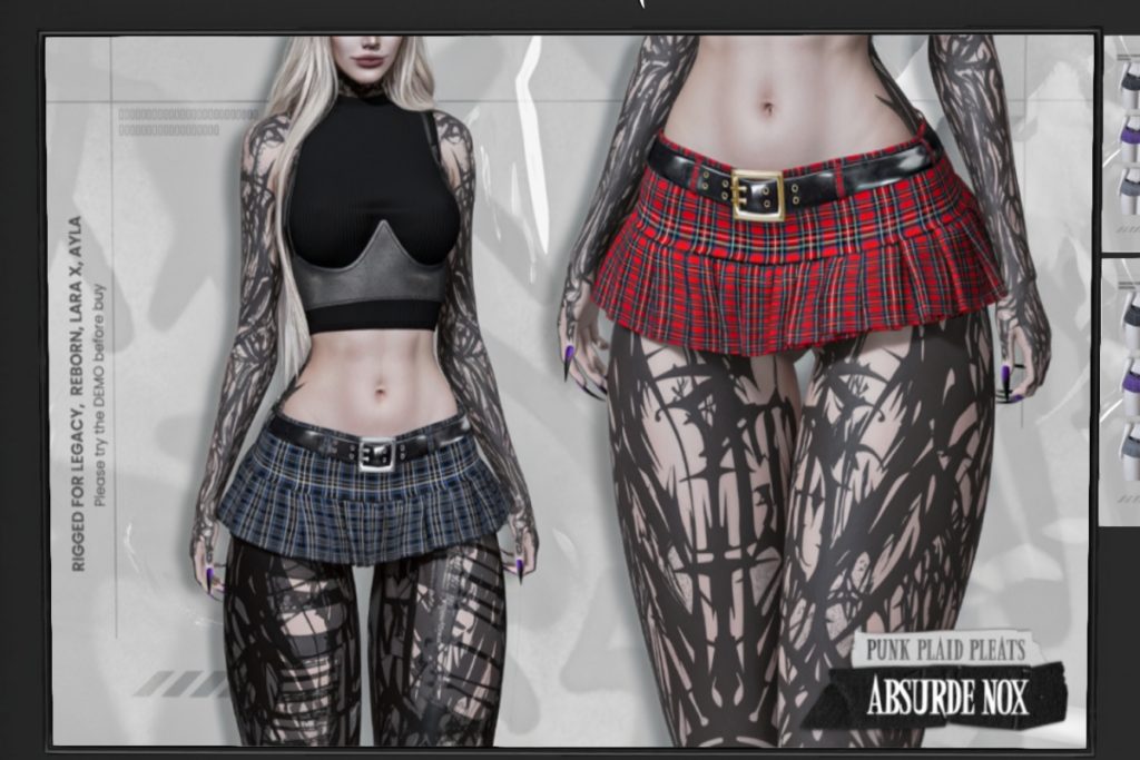 Punk Plaid Pleats - Legacy/MaitreyaX/Nhumana/Reborn/+mods, L$99 each/L$450 FP