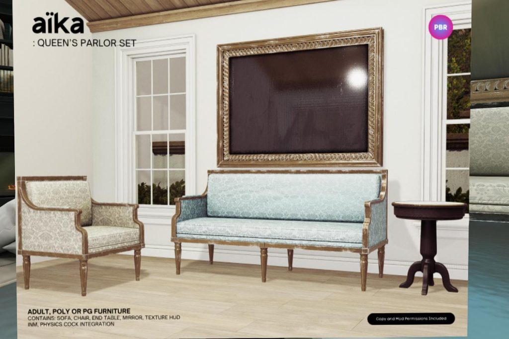 Queen's Parlor Set, L$1299 PG/L$1999 Adult/L$2499 Poly
