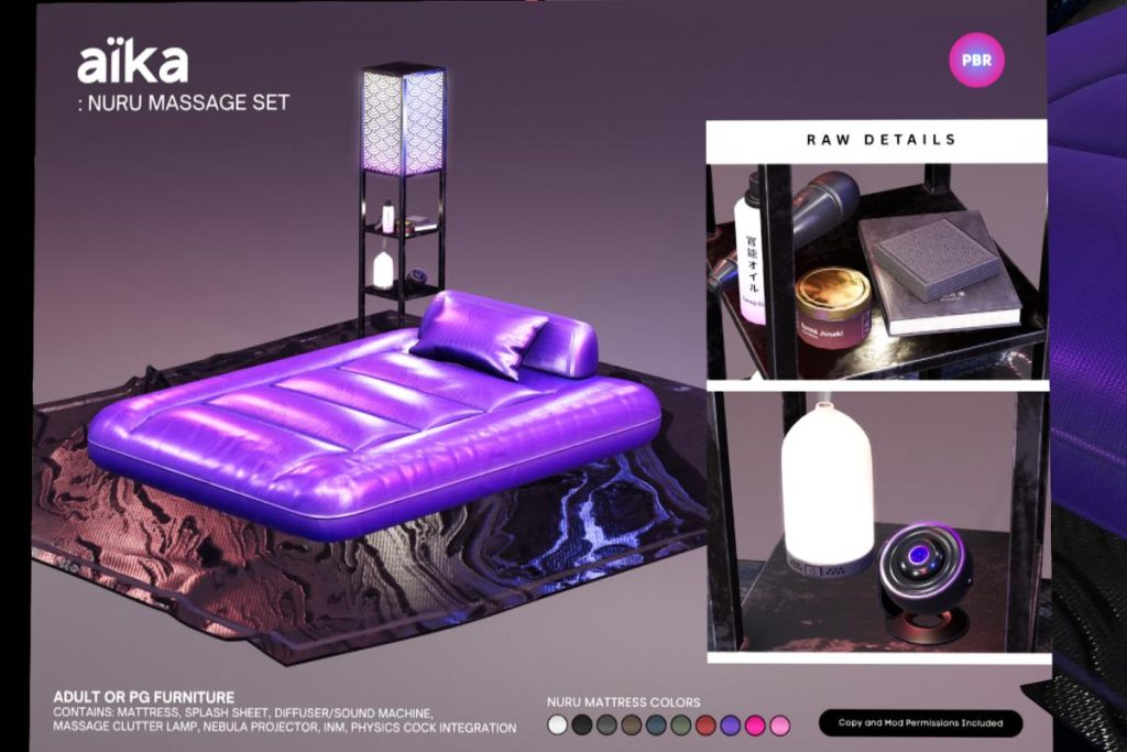 Nuru Massage Set, L$1599-L$2599 each