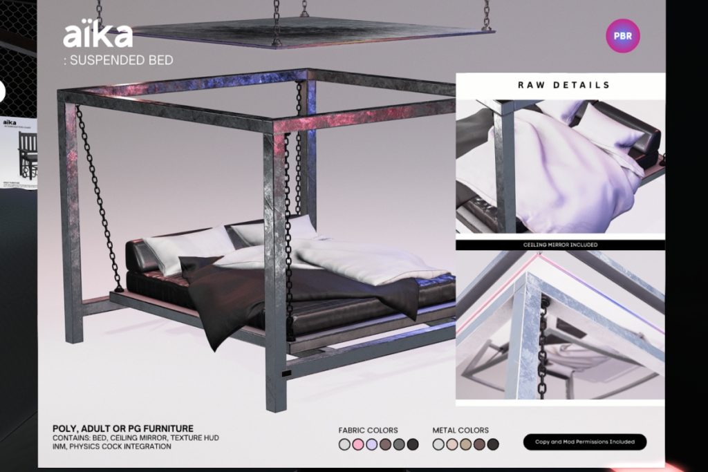 Suspended Bed, L$1299-L$2499 each
