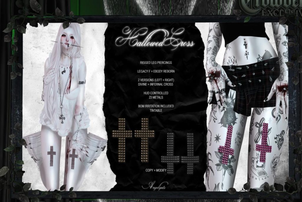 Hallowed Cross Leg Piercings - Legacy/Reborn, L$350