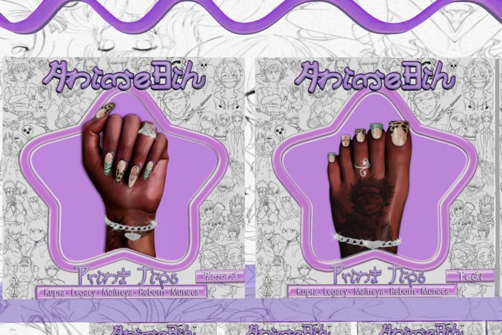 Prints Tips Nail &amp; Pedi Sets - Inithium/Legacy/Maitreya/Reborn/Yentements, L$250-L$350 each