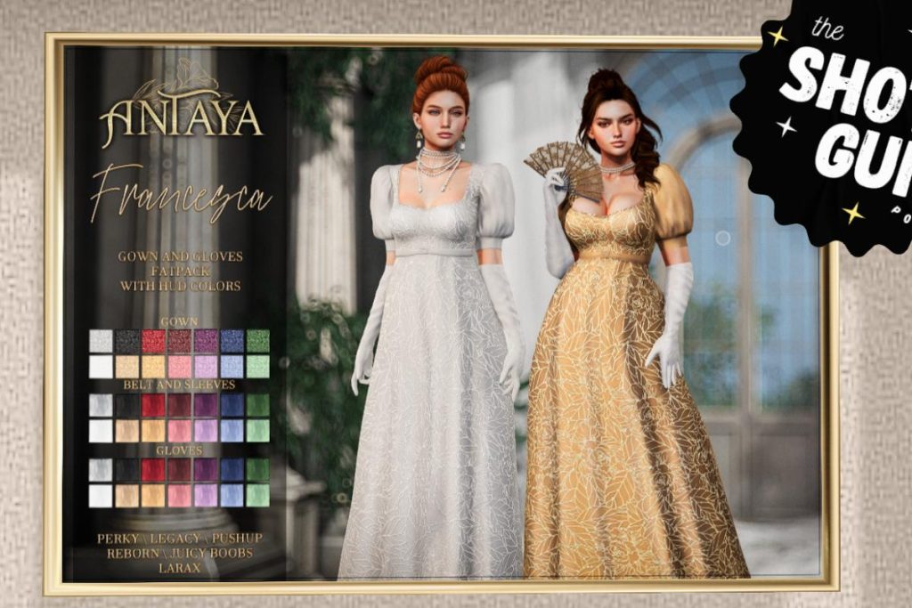 Francesca Gown &amp; Gloves - Legacy/MaitreyaX/Reborn/+mods, L$450 each/L$1200 FP