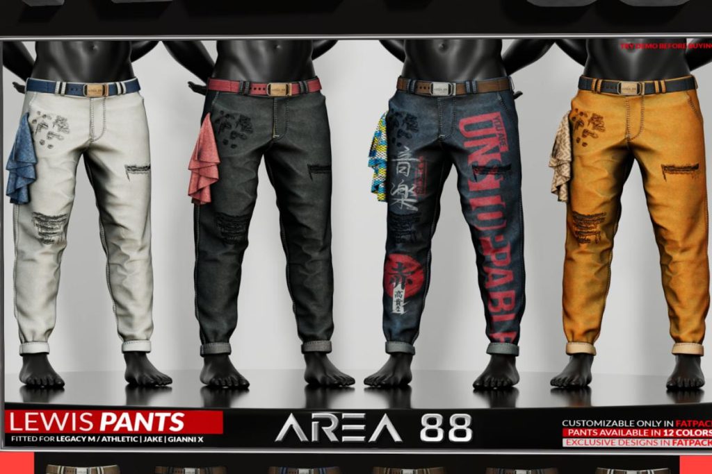 Lewis Pants - GianniX/Jake/Legacy/+mods, L$269 each/L$999 FP