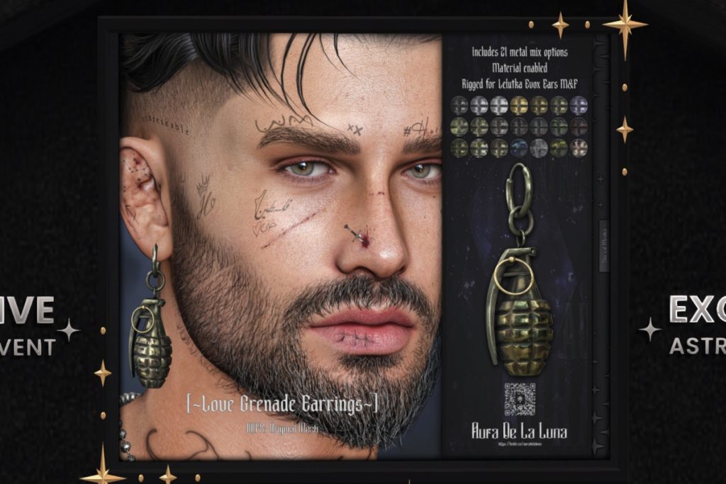 Frag Drop Grenade Earrings, L$350
