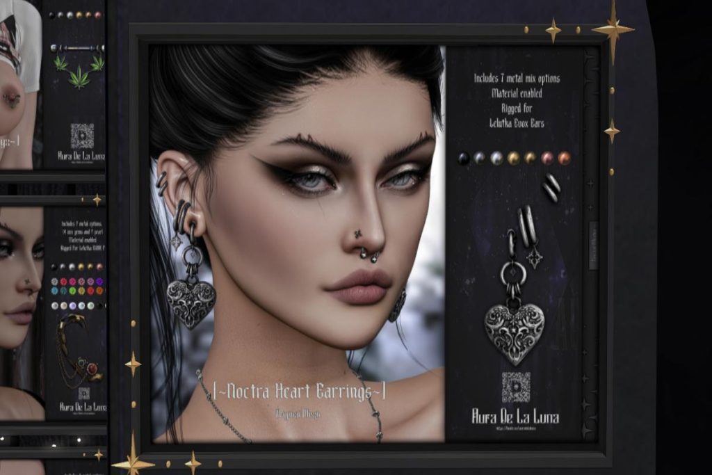 Noctra Heart Earrings - EvoX, L$350