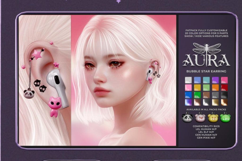 Bubble Star Earrings - see ad for fits, L$220 each/L$1499 FP