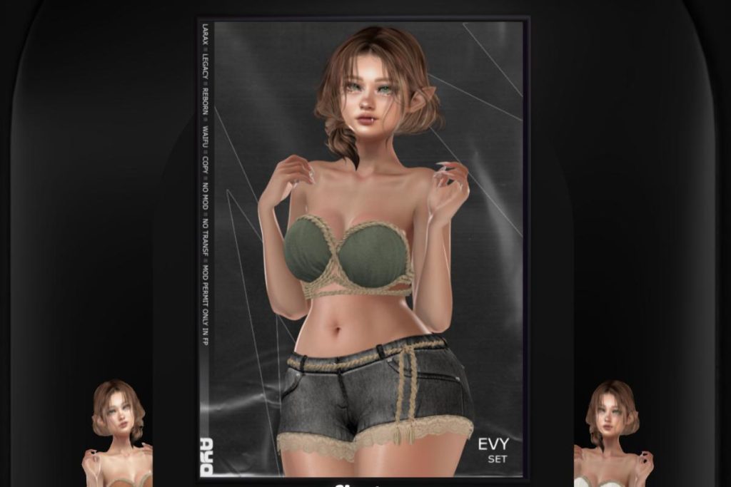 Evy Top &amp; Evy Shorts - Legacy/MaitreyaX/Reborn/+mods, L$288 each/L$488 each FP/L$1288 MP