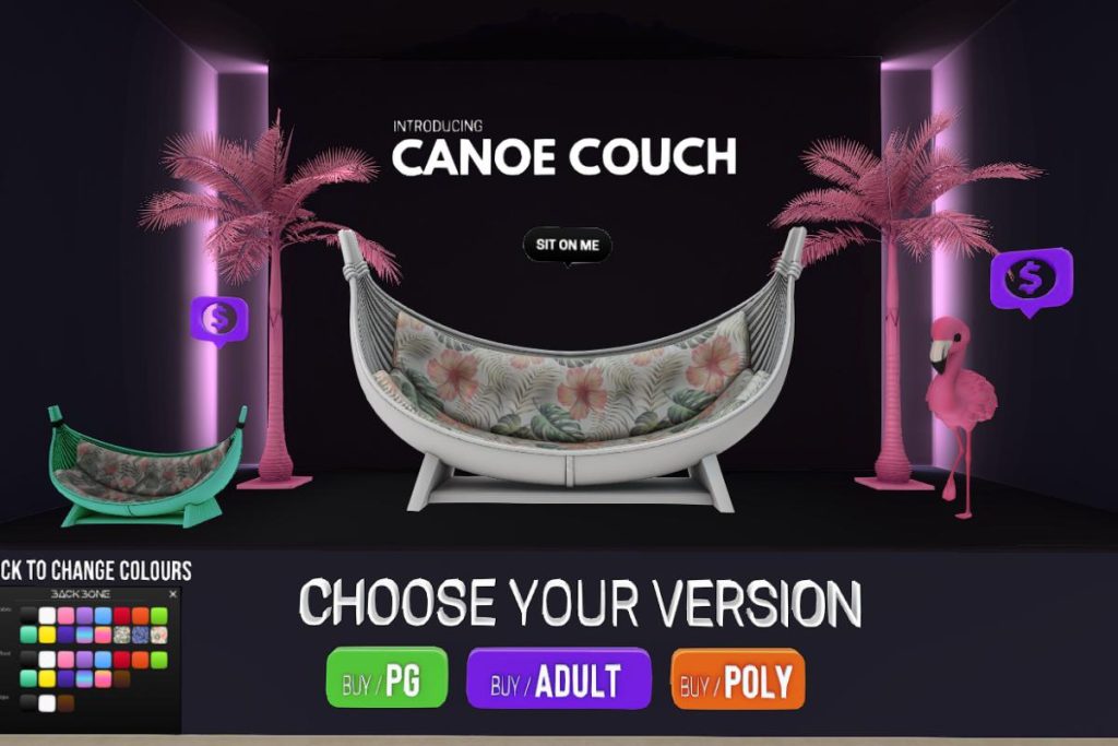 Canoe Couch, L$1099 PG/L$1999 Adult/L$2499 Poly