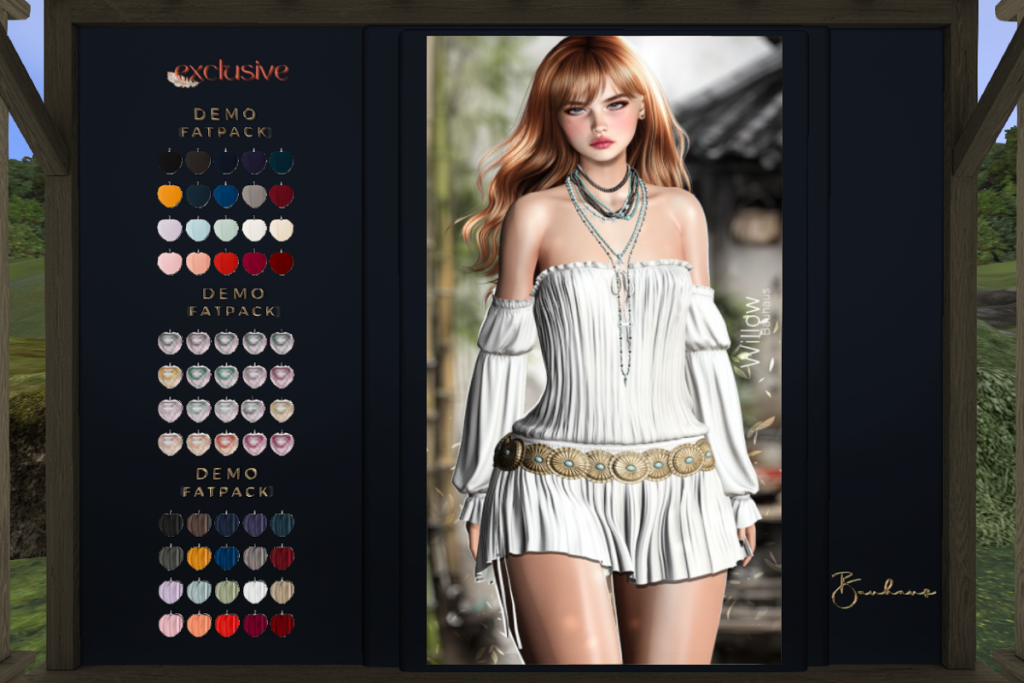 Willow Dress, Sandal and Necklace - Legacy/MaitreyaX/Reborn/+mods, L$249 each/L$299 each/L$1699-L$1899 each FP