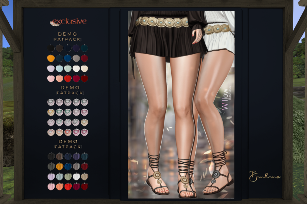 Willow Dress, Sandal and Necklace - Legacy/MaitreyaX/Reborn/+mods, L$249 each/L$299 each/L$1699-L$1899 each FP