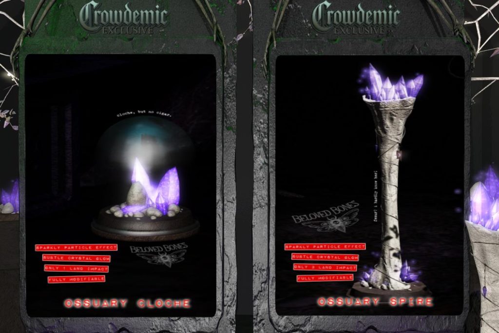 Ossuary Cloche and Ossuary Spire, L$199 each