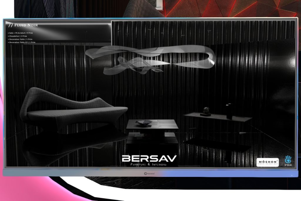 Fluid Noir Furniture &amp; Decor, L$199-L$899 each/L$1333 FP