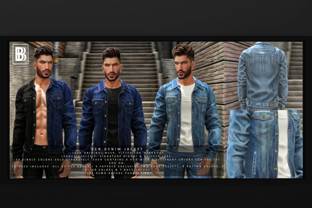 Ren Denim Jacket - Gianni/Jake/Legacy/+mods, L$350 each/L$1999 FP