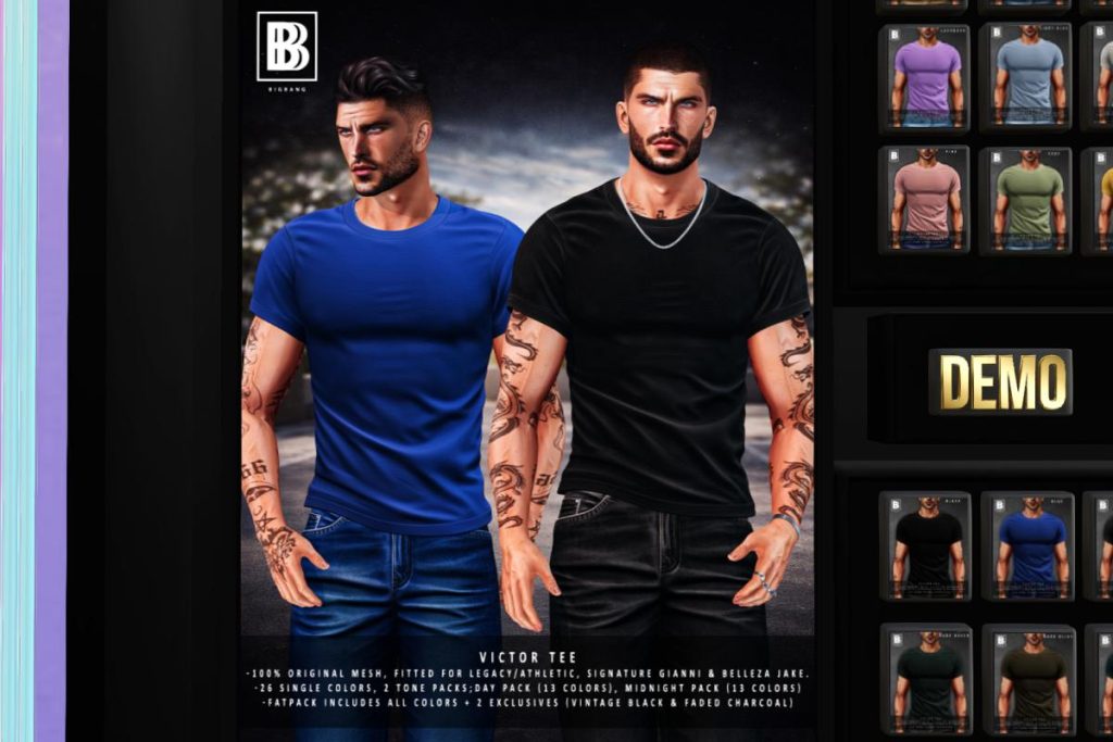 Victor Tee - Gianni/Jake/Legacy/+mods, L$325 each/L$1999 FP